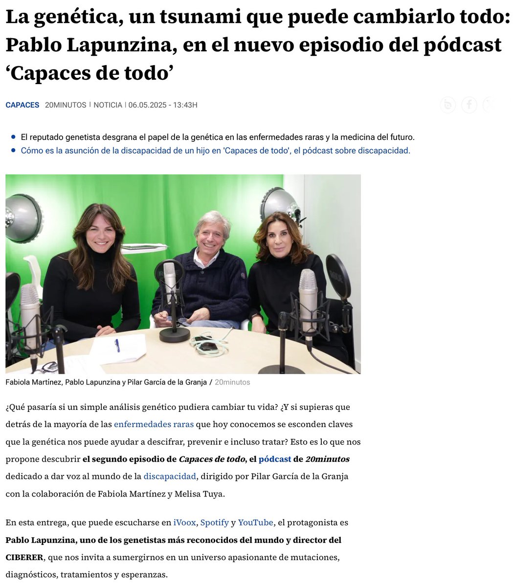 NoInvisibles's tweet photo. Las #EERR en su mayoría, 85%, tienen una base #genética, por eso la especialidad es tan importante, y los avances en investigación son la esperanza💚💜, que refleja la medicina de precisión, como nos cuenta el director del @CIBERER, Pablo Lapunzina.
“La genética, un tsunami que puede cambiarlo todo”
En el pódcast ‘Capaces de todo’ @20m👇
https://t.co/JLyoDJkpTp