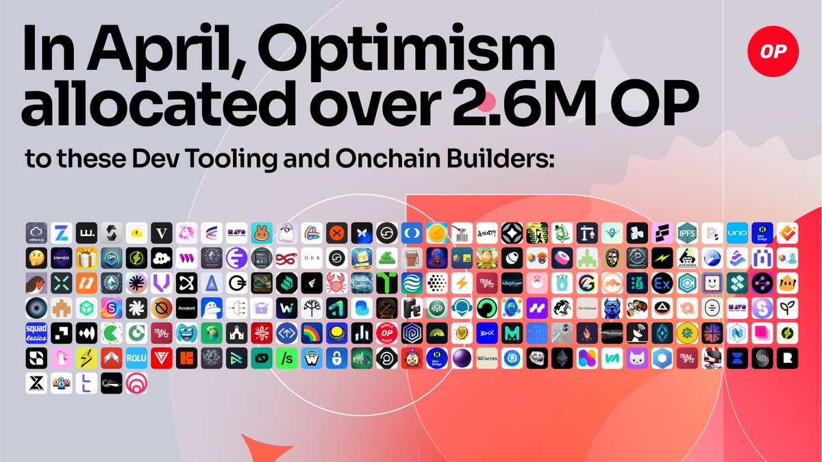 The results are in! Retro Funding rewarded 206 projects and tools with 2.6M OP just in April!

Overall, Retro funding has allocated 8M OP over the last 3 months.

By rewarding apps and the tools behind them, Retro Funding empowers builders to keep building.