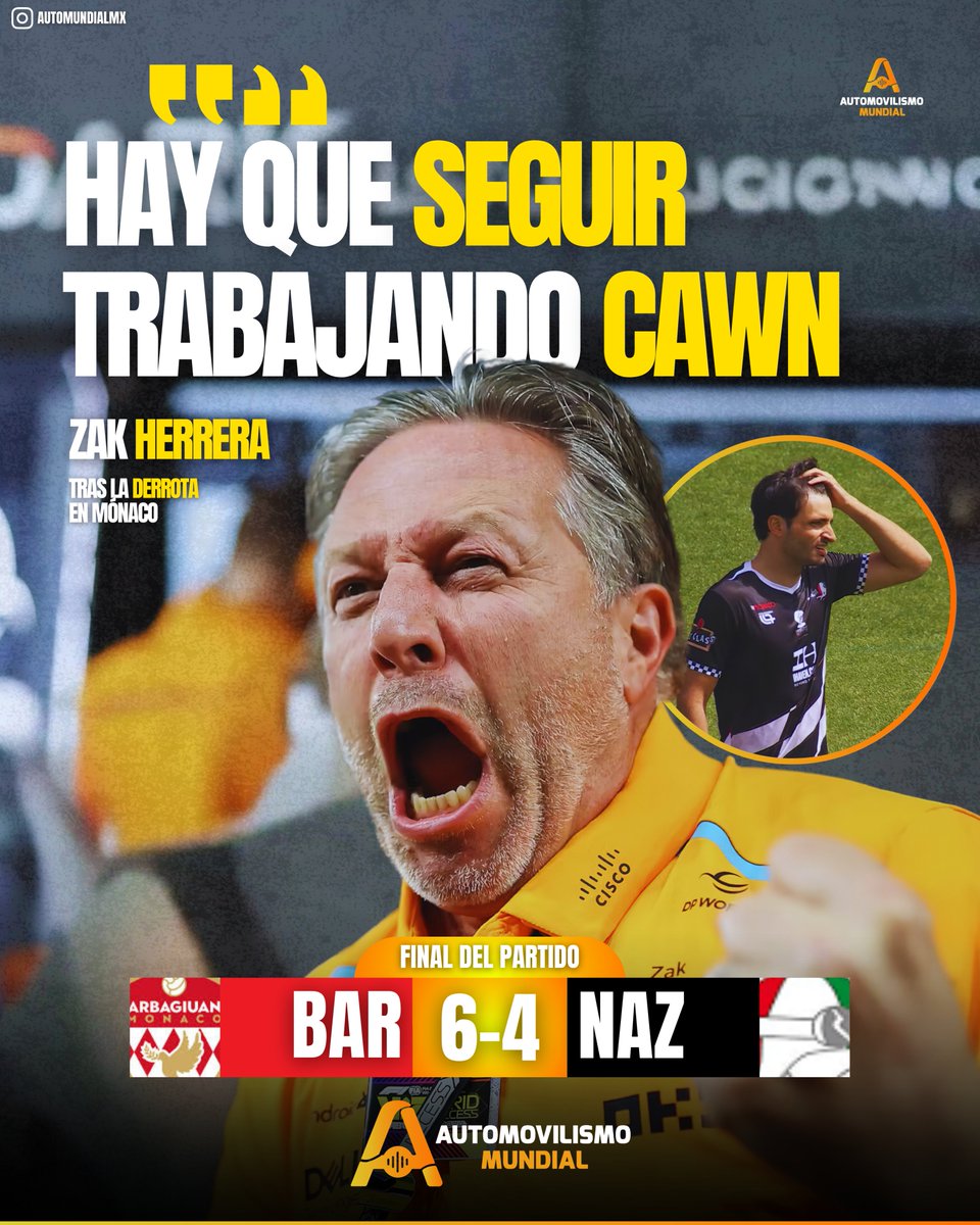 ¡HABLÓ EL PROFE ZAK HERRERA! 🫡👏
"Hay que seguir trabajando cawn", dijo el estratega de los PILOTOS FC tras el 6-4 en Mónaco. Fiel a su estilo, sin EXCUSAS, el piojo de Woking ya piensa en la próxima jornada… ¡y en reforzar la defensa! 😅⚽️

#f1 #MonacoGP