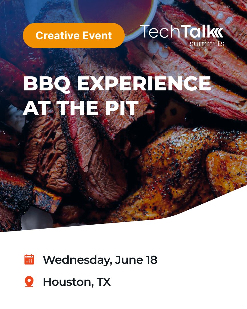 techtalksummits's tweet image. #HoustonTech, calling all BBQ lovers! The next #TechTalkSummits BBQ experience is coming your way on Wednesday, June 18th. Join us to indulge in some delicious, authentic southern BBQ at The Pit Room, while you sip on drinks and network with industry peers. These events fill up…