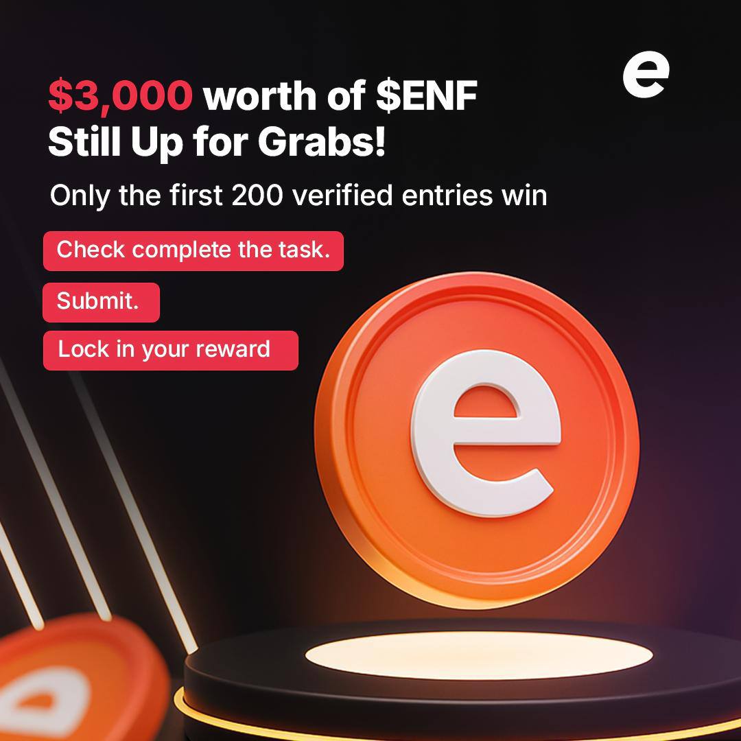 enfineoapp's tweet photo. Our $ENF giveaway is still open, but not for much longer.

To enter:

1. Follow this page
2. Join us on telegram: https://t.co/VjtvPfmQqy 
3. Like &amp; repost our pinned post
4. Complete this form: https://t.co/YbePTdX2yZ

Deadline: 07/06/25.

 Let’s go! https://t.co/UKqyo4JEce