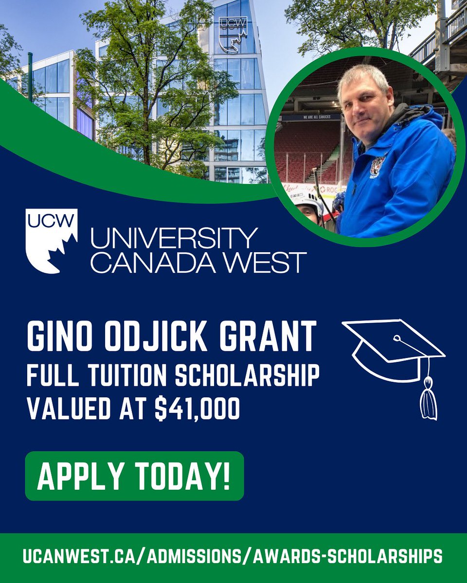 Vancouver Canucks Alumni (@canucksalumni) on Twitter photo 🏒 Indigenous hockey players: this one’s for you! 🎓
A FULL TUITION scholarship ($40K) is now open in honour of a #Canucks legend.
The Gino Odjick Grant is available at <a href="/ucanwest/">University Canada West</a> — apply now to start this Sept!
#CanucksAlumni
🔗 ucanwest.ca/admissions 🏒 Indigenous hockey players: this one’s for you! 🎓
A FULL TUITION scholarship ($40K) is now open in honour of a #Canucks legend.
The Gino Odjick Grant is available at <a href="/ucanwest/">University Canada West</a> — apply now to start this Sept!
#CanucksAlumni
🔗 ucanwest.ca/admissions