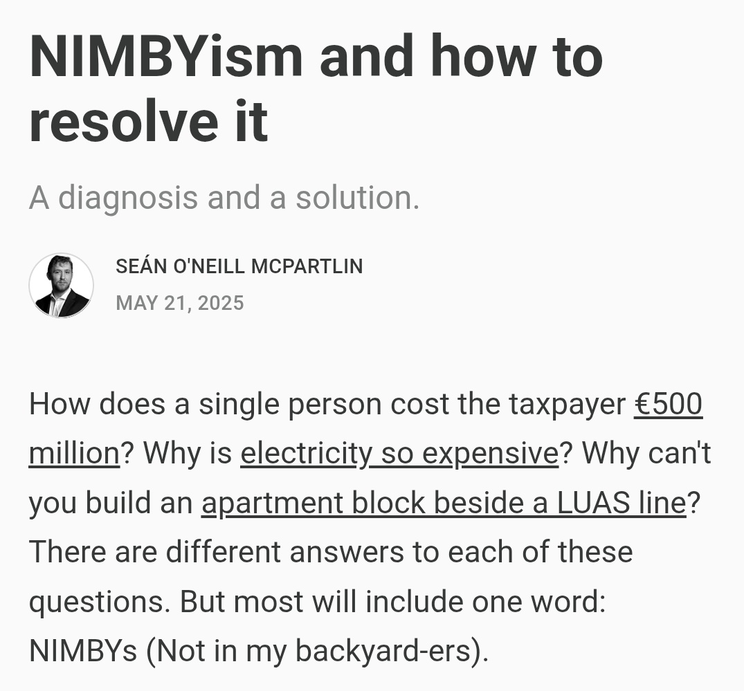 Anya Martin (@anyam8_) on Twitter photo Great short read here on what actually causes NIMBYism, along with some smart thinking on how to deal with it from <a href="/o_mcpartlin/">SeƔn O'Neill McPartlin</a> of <a href="/ProgressIreland/">ProgressIreland</a> here Great short read here on what actually causes NIMBYism, along with some smart thinking on how to deal with it from <a href="/o_mcpartlin/">SeƔn O'Neill McPartlin</a> of <a href="/ProgressIreland/">ProgressIreland</a> here