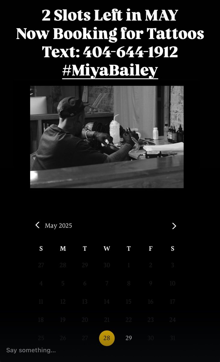 CityofInk's tweet photo. NOW BOOKING June &amp; July 
Tattoo Appointments | @MiyaBailey 
(private studio in ATL) 
Text: 404-644-1912 
#MiyaBailey https://t.co/tSEiy6CrXa