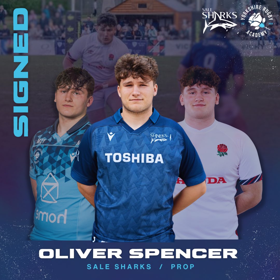 YorksRugbyAcad's tweet photo. We’re thrilled to announce that Oliver Spencer has signed with @SaleSharksRugby Senior Academy, stepping into the next chapter of his professional rugby career! 🦈
Congratulations to Oli and family on this achievement — we’re all so proud and can’t wait to see what’s ahead! https://t.co/B7qpoueyZt