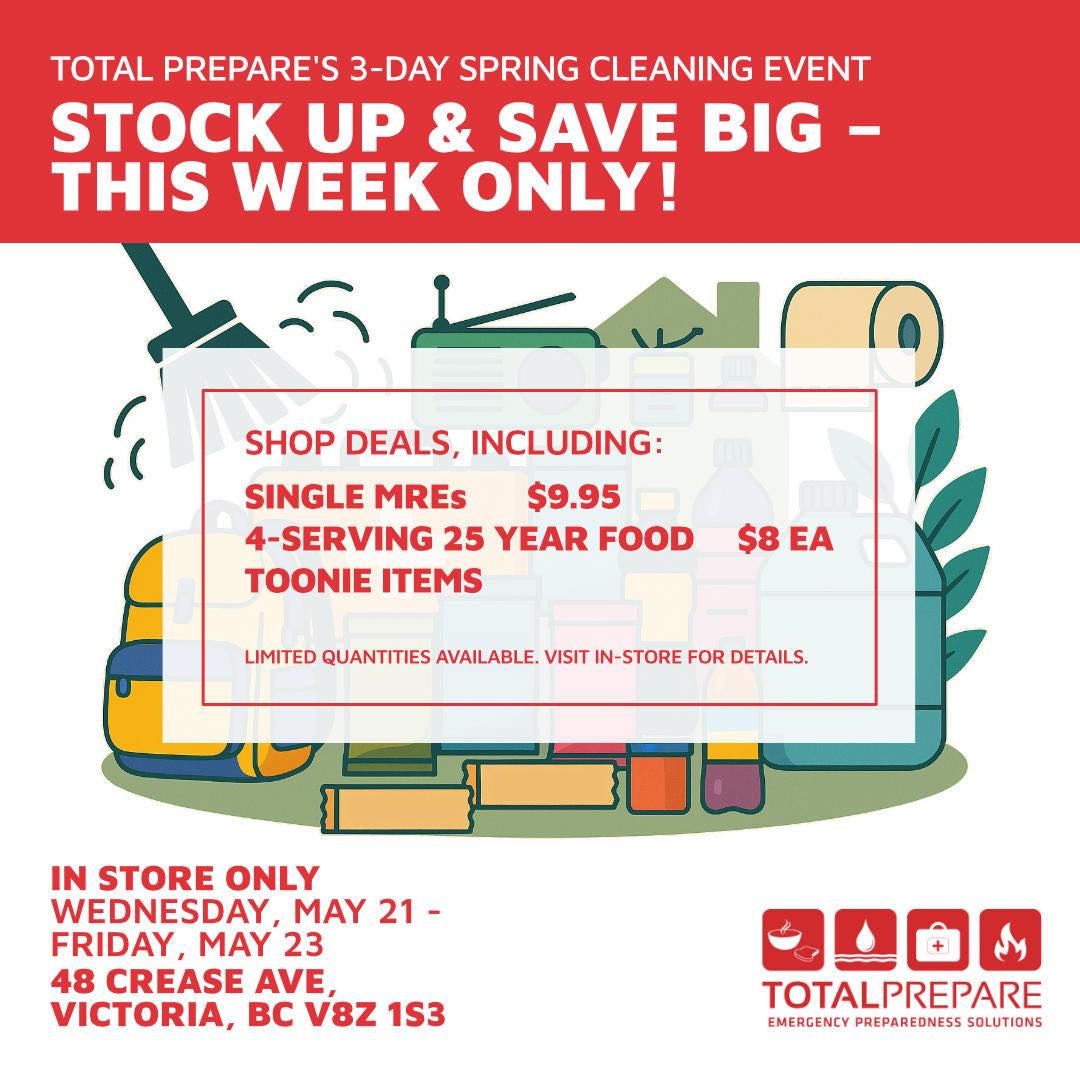 The Celiac Scene (@theceliacscene) on Twitter photo 🆘 Time to check out <a href="/TotalPrepare/">Total Prepare Inc.</a> in person! 48 Crease Ave, Victoria, by Uptown. bit.ly/GFTotalPrepare!
🆘 Clearance with a Purpose - Total Prepare’s Spring Cleaning Event Wednesday-Thursday-Friday 9:30-4:30
🆘 Preparedness starts with having the right GLUTEN-FREE supplies. 🆘 Time to check out <a href="/TotalPrepare/">Total Prepare Inc.</a> in person! 48 Crease Ave, Victoria, by Uptown. bit.ly/GFTotalPrepare!
🆘 Clearance with a Purpose - Total Prepare’s Spring Cleaning Event Wednesday-Thursday-Friday 9:30-4:30
🆘 Preparedness starts with having the right GLUTEN-FREE supplies.