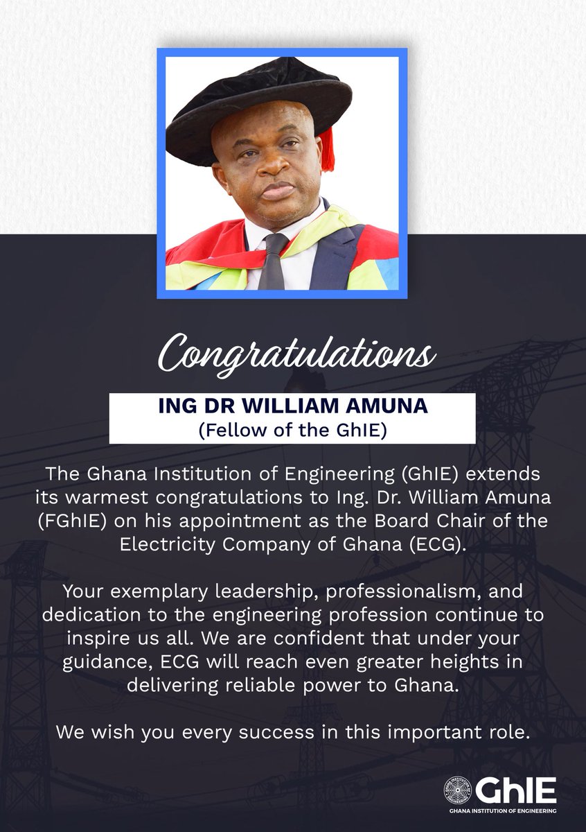 Congratulating one of our own, Ing. Dr. William Amuna, FGhIE!🎉👏🏽🎊