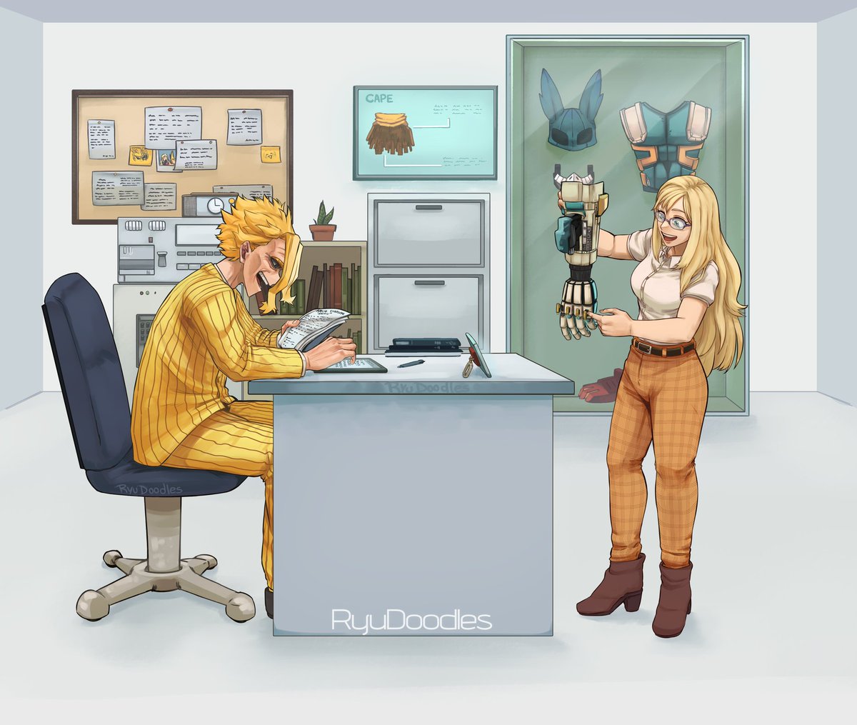 RyuDoodles's tweet photo. Melissa and All Might working too 
#mha https://t.co/9WC8HrChsA