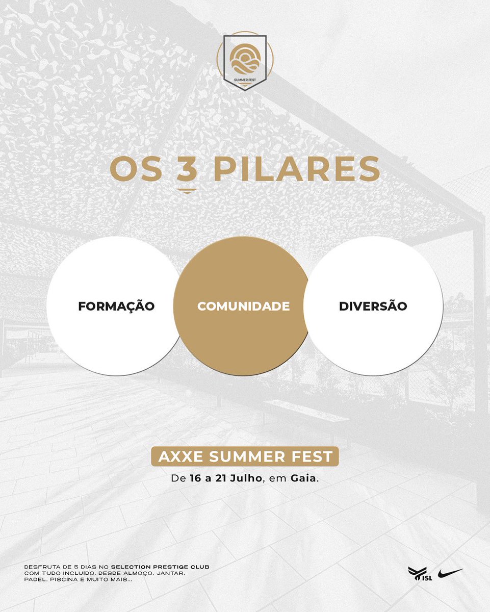 Os 3 pilares fundamentais para a nossa AXXE Summer Fest. 

Queres fazer parte? Acede ao nosso discord e lê toda a informação disponível. As vagas estão 𝗔𝗕𝗘𝗥𝗧𝗔𝗦!