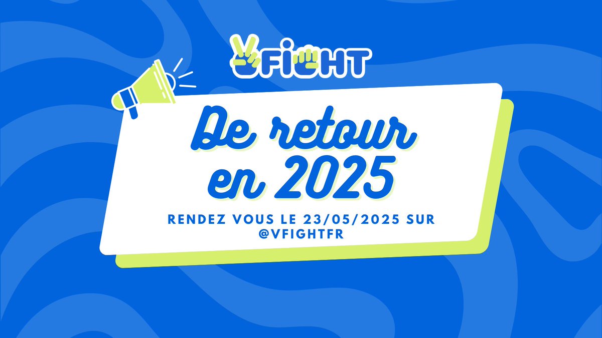 ✨ Retour du Vfight en 2025✨

Coucou tout le monde !

Cette année n'échappe pas à une nouvelle édition du Vfight mais cette fois-ci avec quelques modifications du format 😊

Plus d'informations ce vendredi 23 mai vers 18h. Le poste sera sur X, donc on compte sur vous pour le
