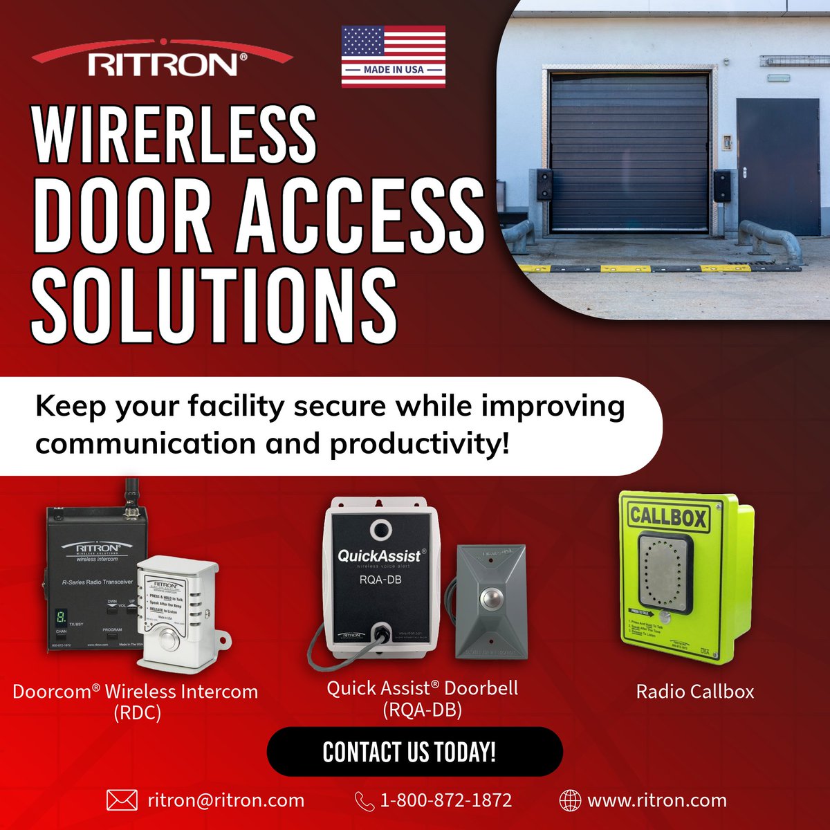Better than a buzzer! Are you looking for #smarter, more #efficient ways to manage #DoorAccess at your #facility? Ritron's door access solutions have you covered. Whether it’s simple one-way notifications or robust two-way communication, our wireless solutions are designed to fit
