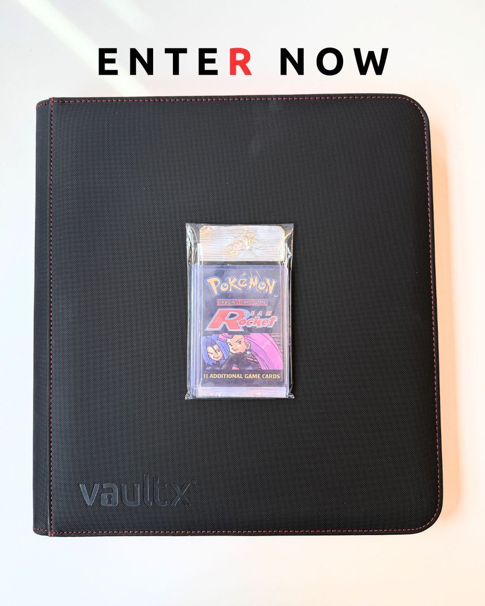Get ready... The SV10 Binder launches 27th May! ❤️‍🔥 But here's a giveaway for you now...
❗WIN❗ 12-pocket SV10 + a vintage pack of TEAM ROCKET,  thanks to @collectorscardhouse

TO ENTER:
🤝 Follow <a href="/vaultxhq/">Vault X</a>
👉 Comment: "SV10"

Entries close Tuesday 27th May ❤️🖤