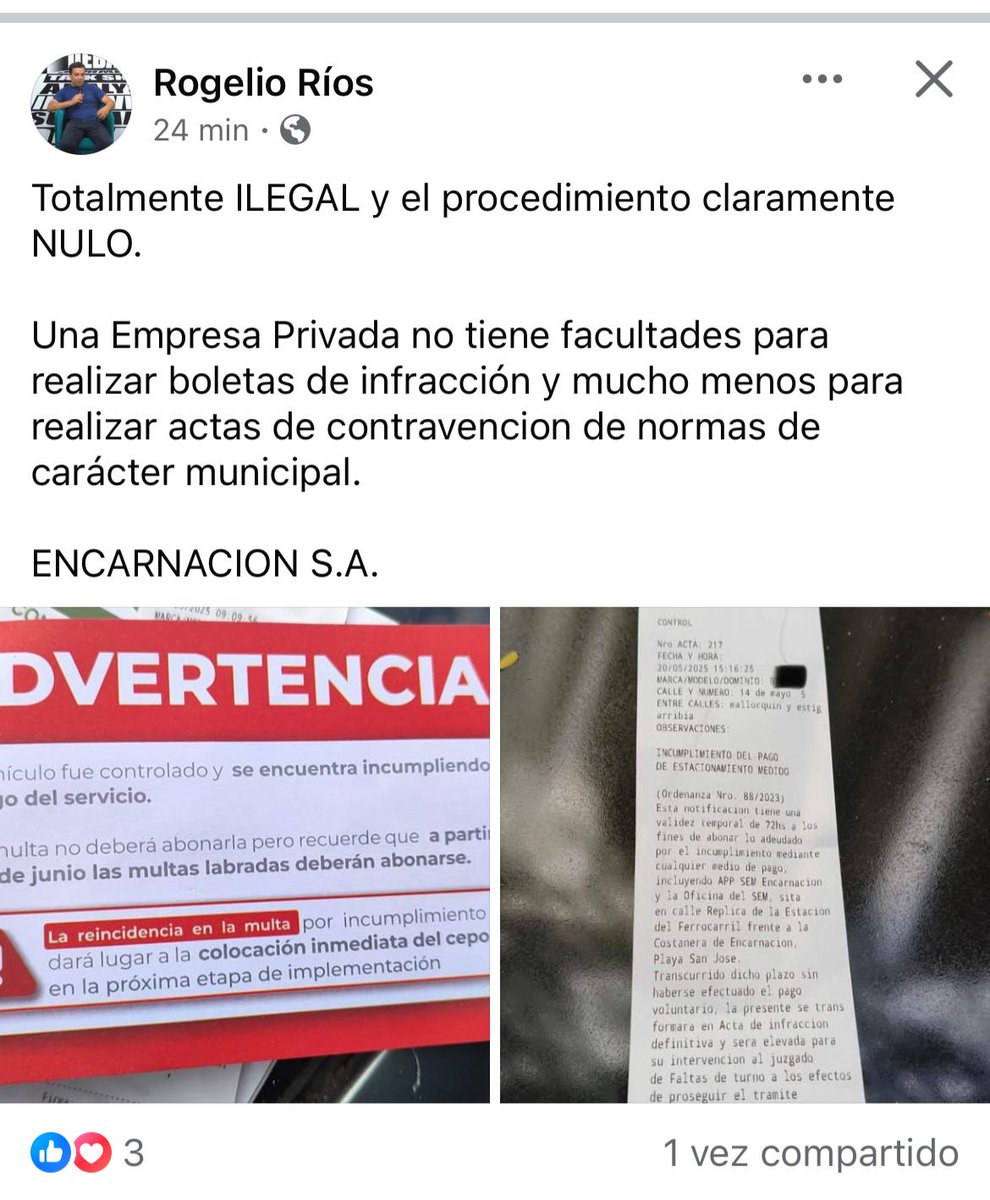RogelioDRL's tweet photo. SEM - Servicio de Estacionamiento Medido en Encarnación https://t.co/Fb9IlehQKJ