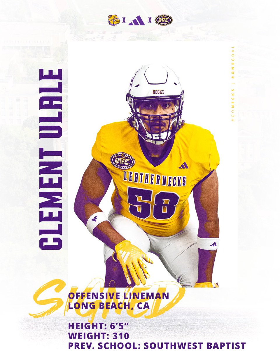 O-Line Pride 💪

Welcome to the Leatherneck Family, Clement Ulale!

#GoNecks | #OneGoal | #ECI