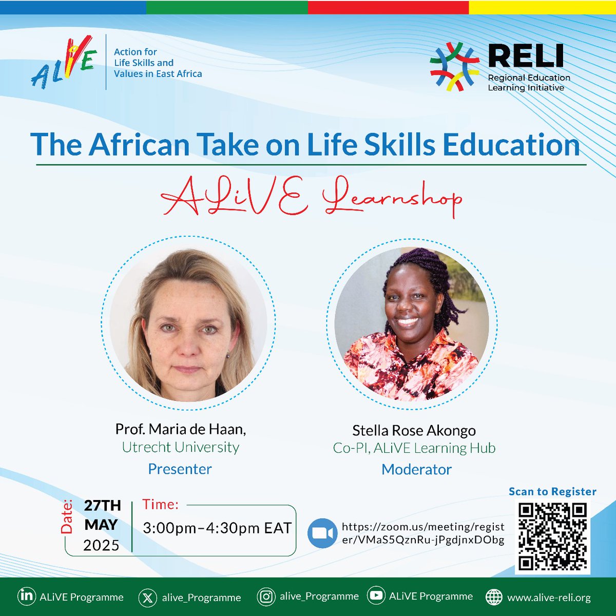 Welcome to yet another reflective learn shop by <a href="/alive_programme/">Action for Life Skills and Values in East Africa</a>
Focus: The African Take on Life Skills Education
Date: 27/5/2025
Time: 3:00pm - 4:30pm EAT
Where:  Virtual
Please register here:
zoom.us/meeting/regist…