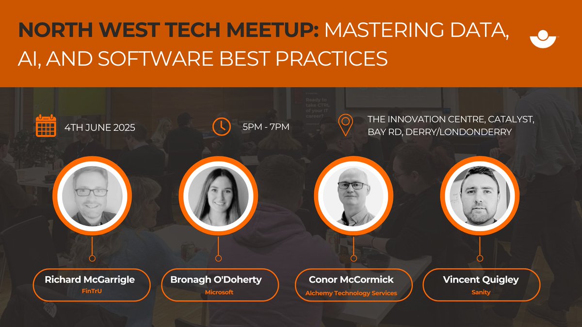 📍 Derry/Londonderry Tech Meetup — 4th June, 5PM
We’re back in the North West! Join us for expert insights on Data, AI &amp; Software Best Practices from speakers at Microsoft, FinTru, Sanity &amp; Alchemy.
🔗 Register: meetup.com/mcs-group-meet…
#TechMeetupsDerry #AI #Software
