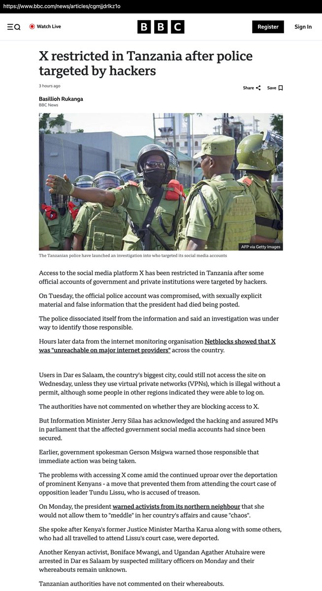 _venarixES_'s tweet photo. La Policía de #Tanzania 🇹🇿 (@tanpol) ha sido víctima de un #ciberataque en su cuenta de X (Twitter). Se desconoce el grupo actor detrás de este #hackeo que logró acceder a la red social y publicar información falsa...
Medios sugieren que podrían ser #hacktivistas en respuesta a las recientes deportaciones de activistas de #Kenia 🇰🇪 y #Uganda 🇺🇬...
@WizaraMNN
Más ℹ️ registrate gratis en #VenariX ➡️ https://t.co/OW9Te2XdwS
#CyberAttack #Dodoma #Police #PoliceForceTZ #CyberSec #infosec