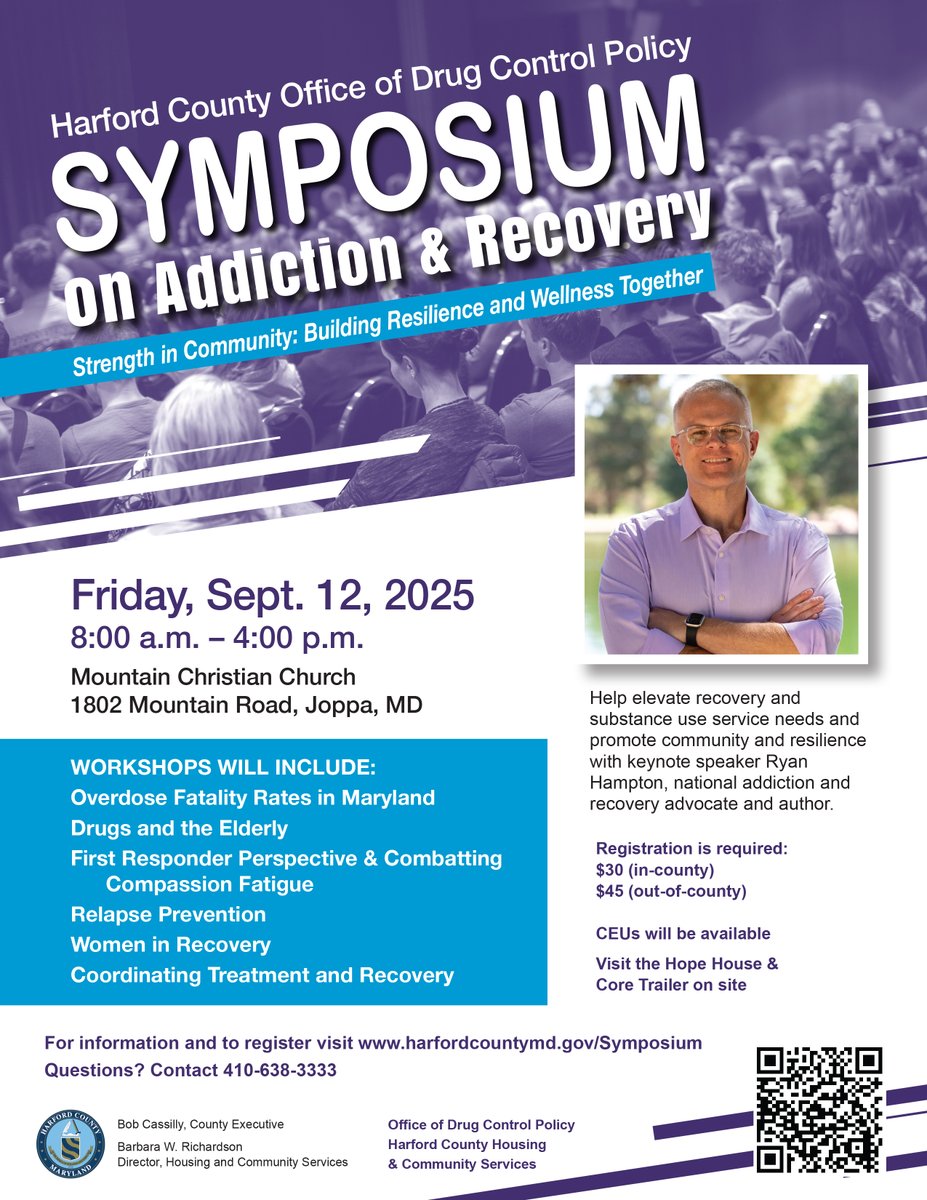 Harford County to host 2025 Symposium on Addiction &amp; Recovery Strength in Community: Building Resilience and Wellness Together
harfordcountymd.gov/ArchiveCenter/…
