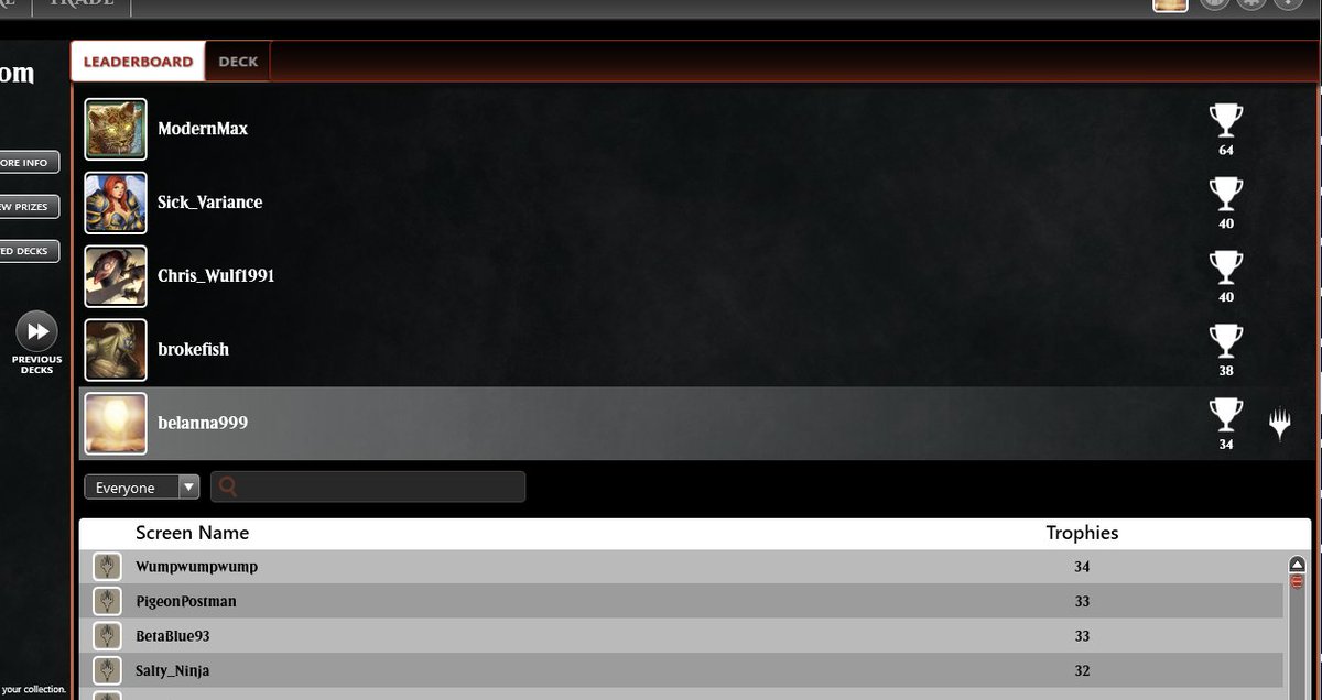 finishing this season with 34 trophies and top 5 on the leaderboard! 

the last deck, ironically, was one of the strongest ones this season, too