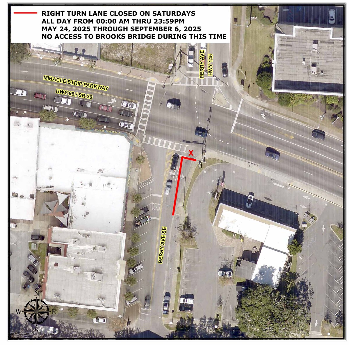 City of Fort Walton Beach (@cityoffwb) on Twitter photo NOTICE: Right turn lane at Perry Ave SE (northbound) at US Highway 98 to close on Saturdays now through Labor Day. Details here: fwb.org/CivicAlerts.as… NOTICE: Right turn lane at Perry Ave SE (northbound) at US Highway 98 to close on Saturdays now through Labor Day. Details here: fwb.org/CivicAlerts.as…