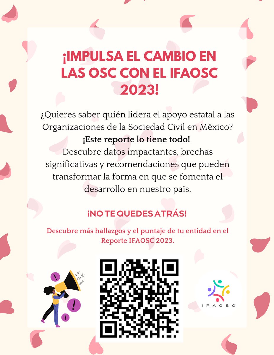 📊 ¡No te quedes sin conocer la última edición del IFAOSC! Conoce cómo se apoya a las organizaciones de la sociedad civil en México. 📝

Descarga el reporte del IFAOSC:
🔗 aced.org.mx/indice2023/doc…

#IFAOSC #OSC #México #DesarrolloSocial