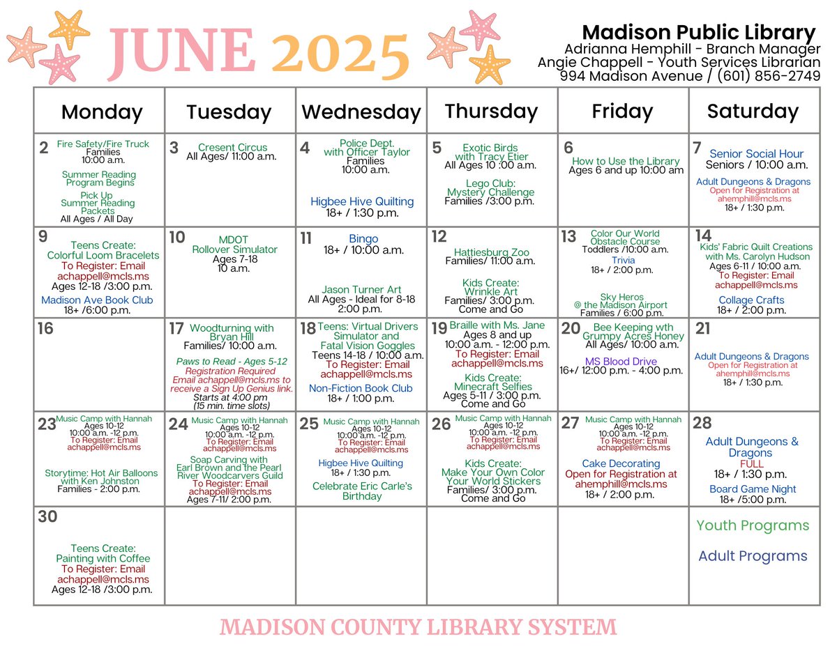 We have so many amazing programs in June for Summer Reading!! Come see us!!