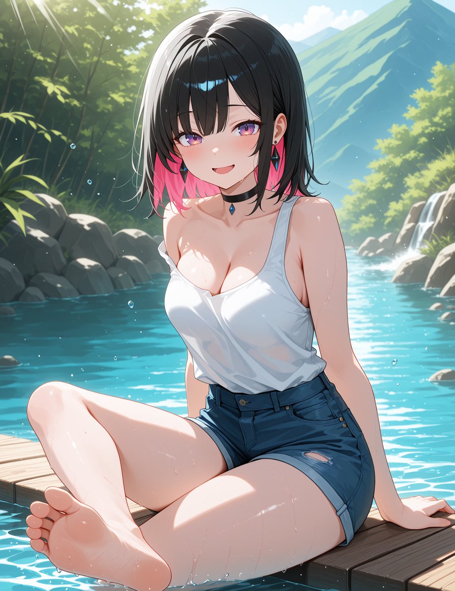 _ice_maker's tweet image. Chloe hanamori:”Hi today they sent me to the mountains to take some nature shots, the weather is very nice but the water is still a bit cold eh eh come in you too it will be our little secret”

#aiart #aiartwork #aiartists #aiartcommunity
#AIイラスト #animepic #kawaiigirl