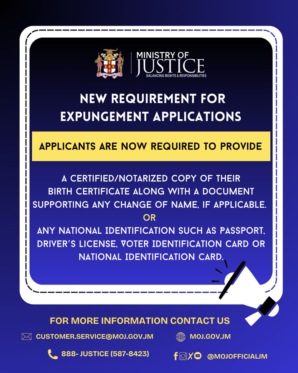 mojofficialjm's tweet image. ANNOUNCEMENT

There is now a new requirement for expungement applications.

#firstclassjusticesystem #accesstojustice