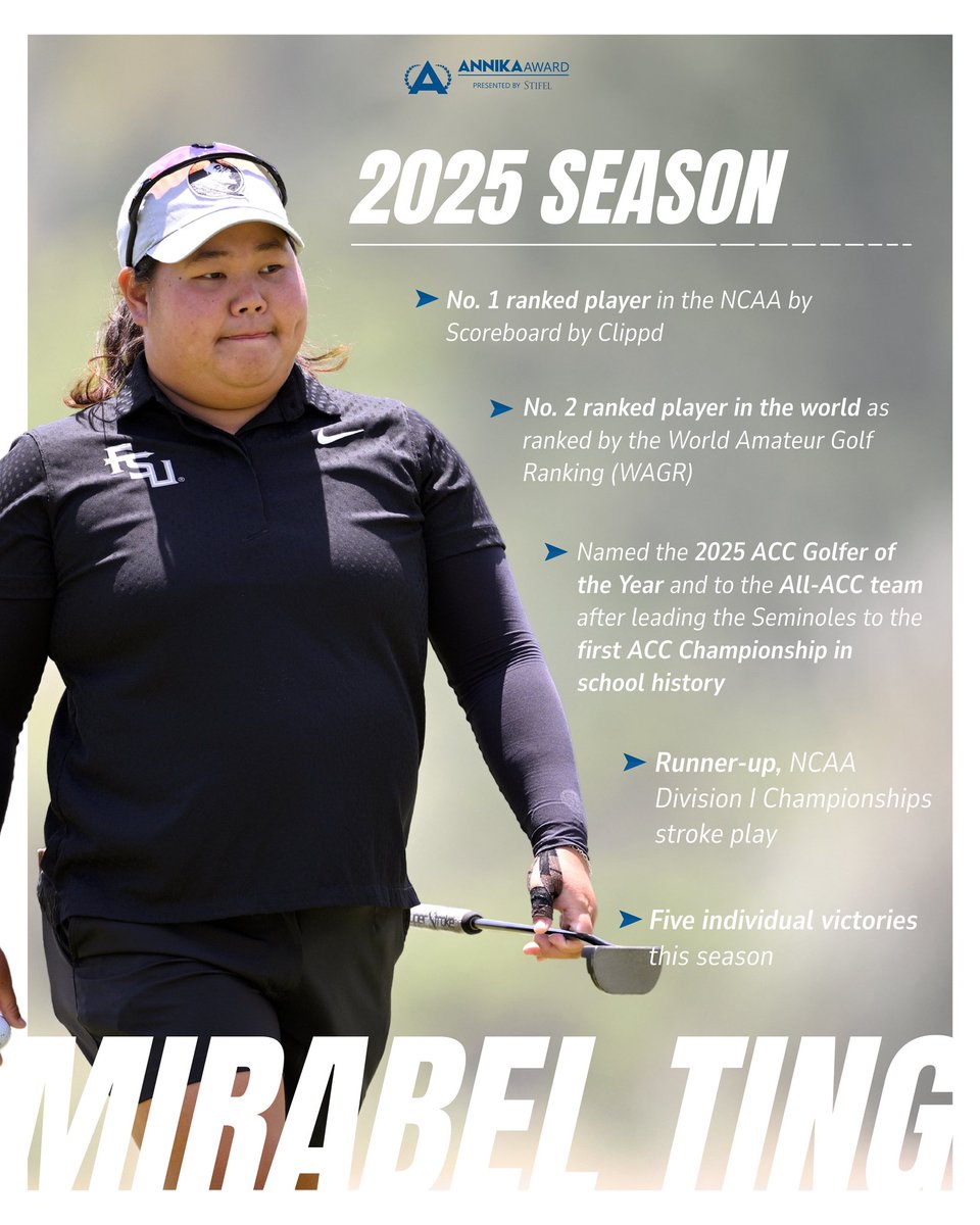 The season of a winner 🏆 

Take a glimpse into Mirabel Ting’s, winner of the 2025 #ANNIKAAward presented by Stifel, golf season.