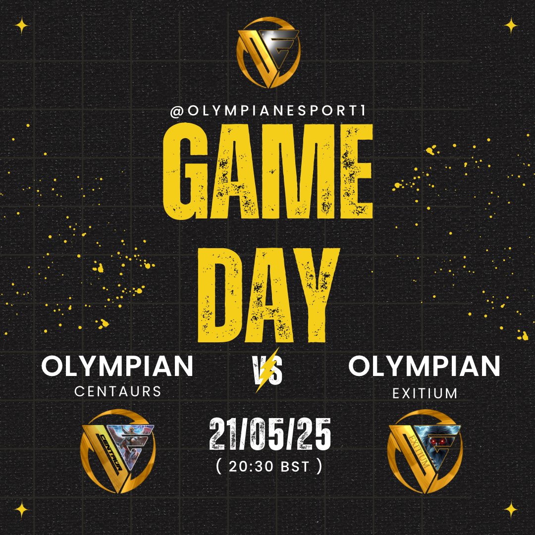 📣GAME DAY📣

Olympian Centaurs takes on Olympian Exitium TONIGHT!

🎮- Expert Div WR1 <a href="/Absolute_League/">Absolute League</a>
⏰- 8:30 PM
📺- twitch.tv/its_irish_guy

Olympian Centaurs -

🔱- <a href="/G4ANDO/">Ethan</a> 
🔱- <a href="/IKU_Jonny/">Jonny</a>
🔱- <a href="/Vyesix/">Vyesix</a> 
🔱- Brizzy

Olympian Exitium -

🔱- <a href="/OldManMada/">Adam</a> 
🔱- <a href="/ExitiumAnt/">Ant</a>
🔱-
