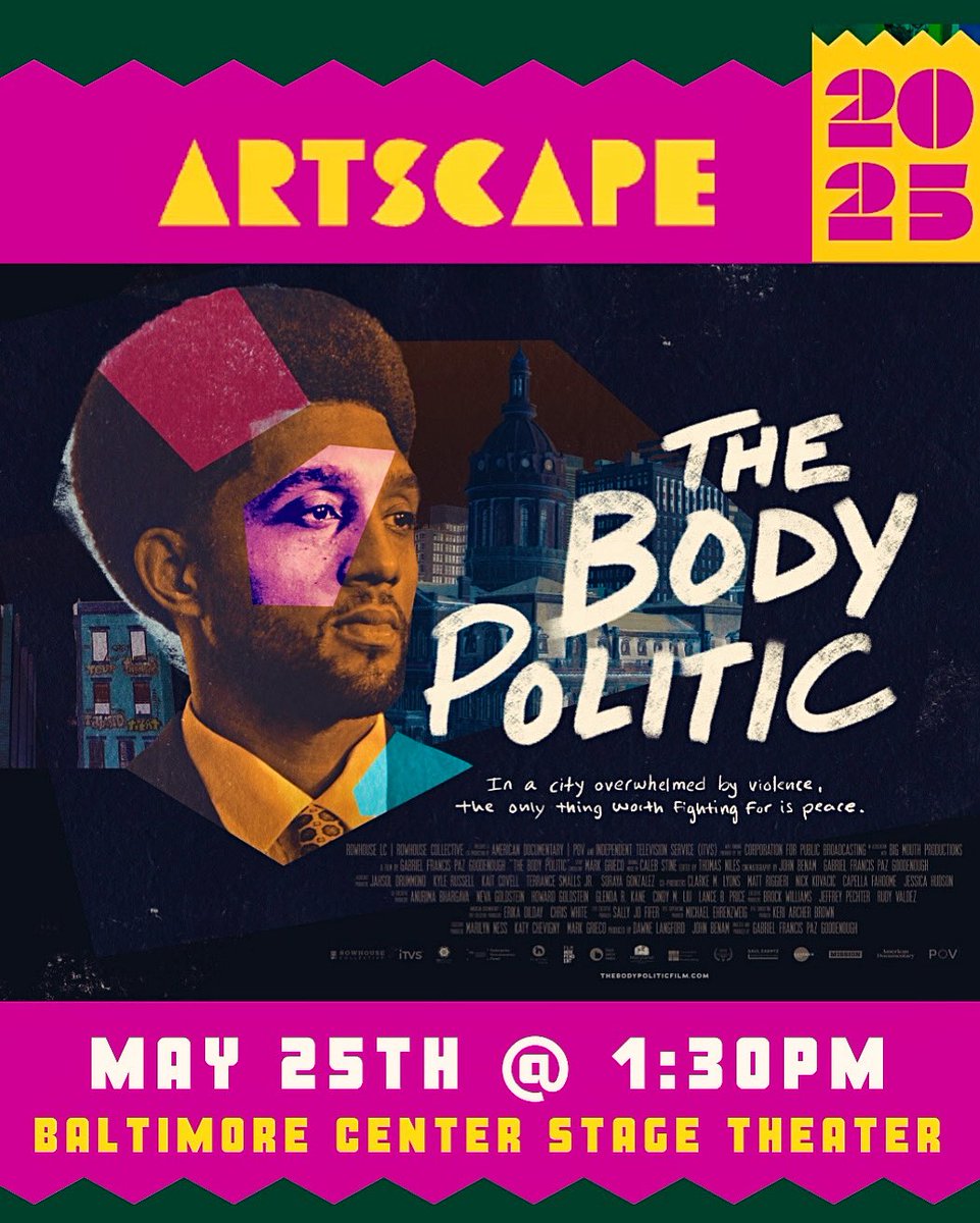 Guess what, Baltimore?! THE BODY POLITIC is coming to Artscape this Sunday, May 25th, at 1:30 PM at the Baltimore Center Stage Theater — and the screening is free!

artscape.org/programming/be…