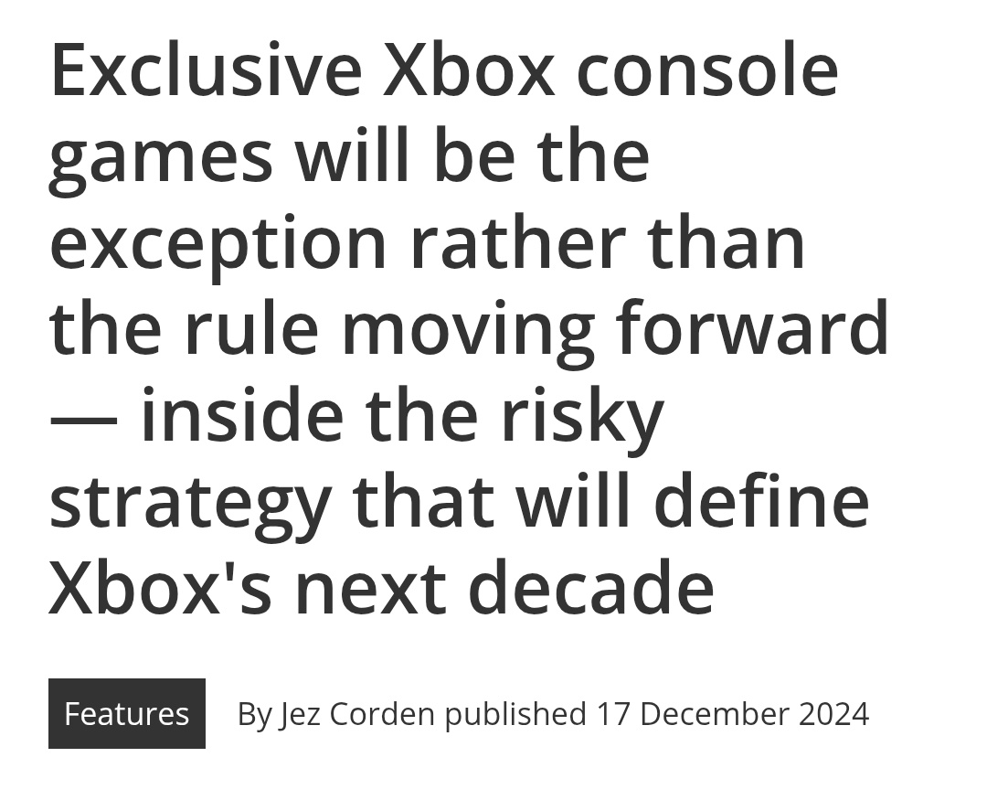 JezCorden's tweet photo. Full report on Xbox's "no exclusives" strategy here from December.

https://t.co/TH1AXPL9R8 https://t.co/DiD6BrGdhz