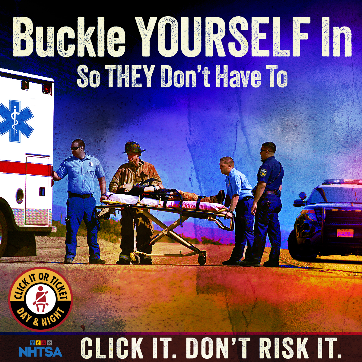 Wearing your seat belt could save you from a ticket… or save your life.
Make the smart move—buckle up.
Click It or Ticket. #BuckleUp #NHTSA