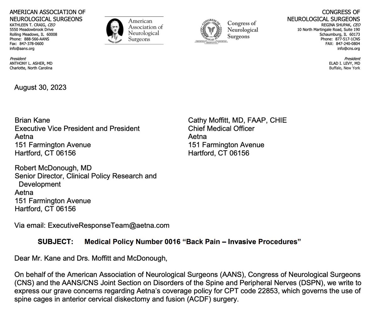 John Paul G. Kolcun (@jpgk_md) on Twitter photo Dateline: August, 2023. Glad <a href="/Aetna/">Aetna</a> listened...
aans.org/wp-content/uplโฆ
<a href="/DrDiGiorgio/">Anthony DiGiorgio, DO, MHA</a> <a href="/drdanchoi/">Dan Choi, MD, FAAOS</a> <a href="/SpineNeuro/">Sanjay S. Dhall, M.D.</a> Dateline: August, 2023. Glad <a href="/Aetna/">Aetna</a> listened...
aans.org/wp-content/uplโฆ
<a href="/DrDiGiorgio/">Anthony DiGiorgio, DO, MHA</a> <a href="/drdanchoi/">Dan Choi, MD, FAAOS</a> <a href="/SpineNeuro/">Sanjay S. Dhall, M.D.</a>