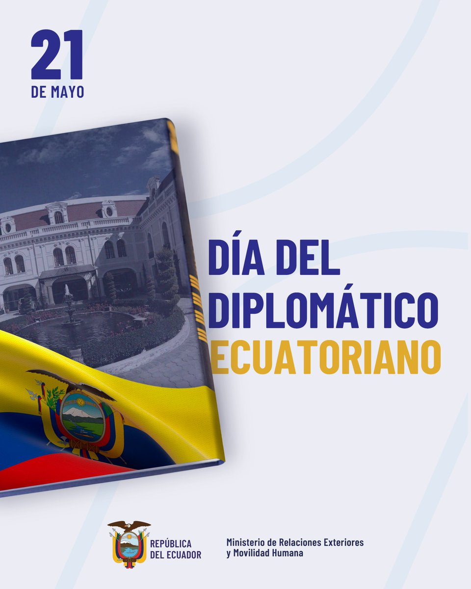 Saludamos a quienes construyen puentes entre el Ecuador y el mundo.

En el Día del Diplomático Ecuatoriano reconocemos su labor firme y estratégica para representar nuestros valores, proteger nuestros intereses y fortalecer la presencia internacional.

¡Gracias por su servicio!