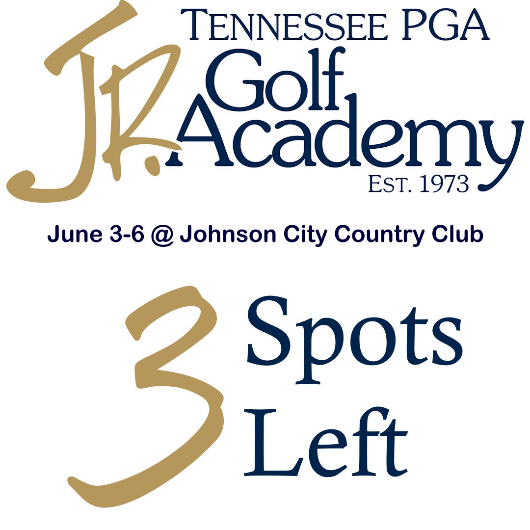 🚨 3 SPOTS LEFT! 🚨

JUNE 3-6
PRICE: $350
APPLY: tgftricities.org/junior-golf/tp…

Only 3 spots are left in the TPGA Jr. Golf Academy! Take YOUR game to the next level with courses led by PGA instructors. Learn chipping, putting, pitching and more! 

#pga #tricitiestn #golflife #jrgolf