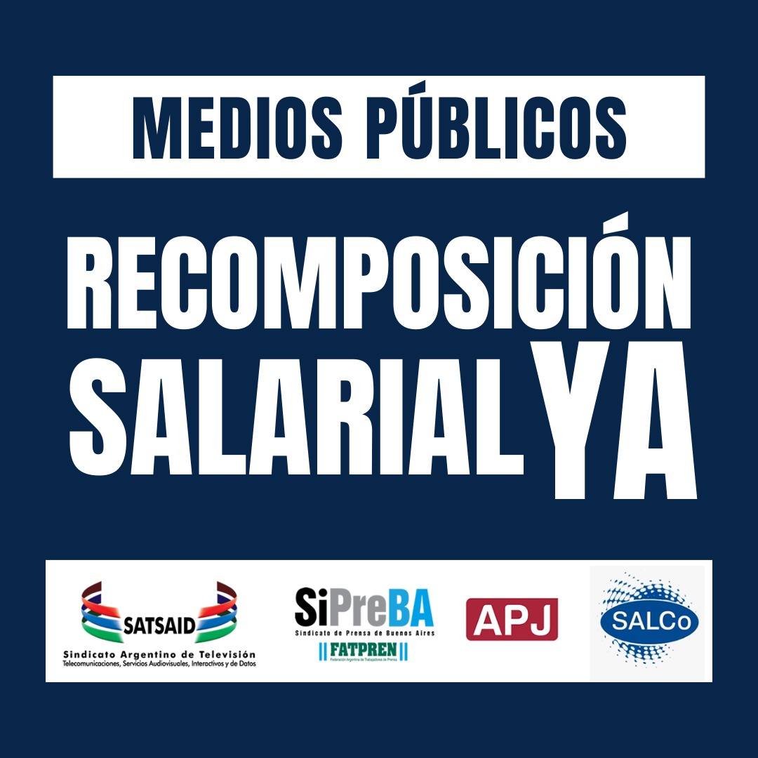 #MediosPúblicosEnLucha
#10MesesSinParitarias
#DefendemosLosMediosPúblicos
<a href="/Canal7SiPreBA/">Trabajadores de Prensa de TV Pública │Canal 7</a>   <a href="/sipreba/">SiPreBA - Sindicato de Prensa de Buenos Aires</a>  <a href="/SiprebaRNA/">Sipreba en Radio Nacional</a>