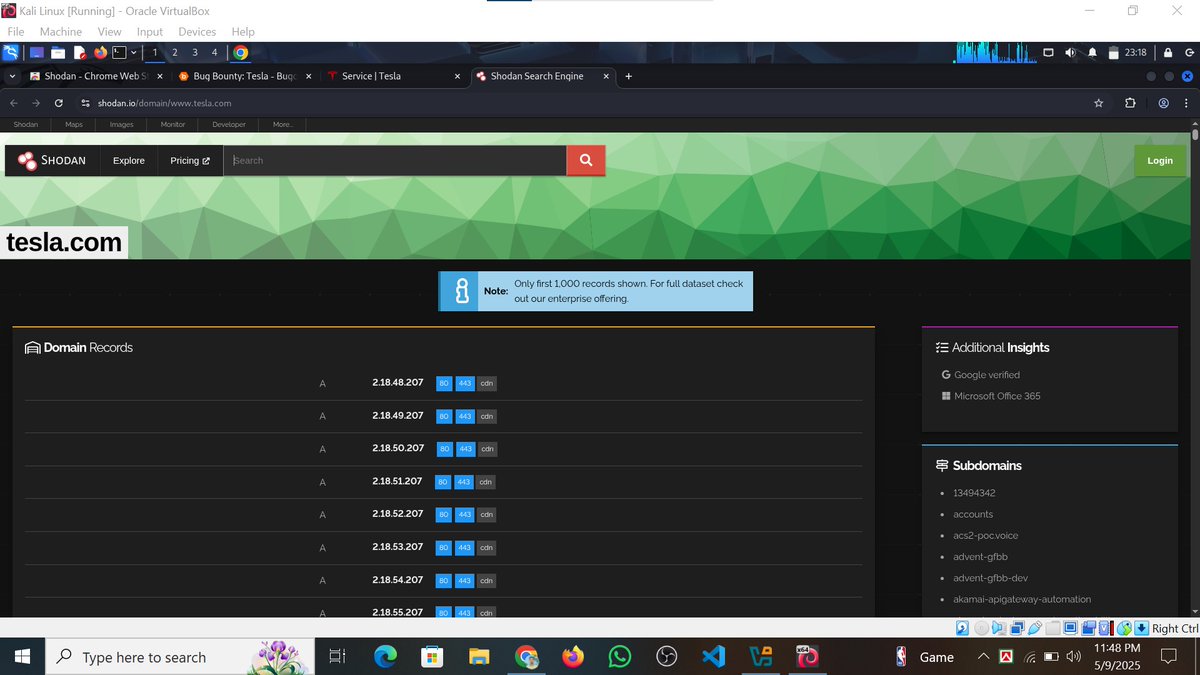 AnisurR378's tweet image. Task for #Class14

Name - Anisur Rahman
Task 14 is complete.

Topic: Subdomain Enumeration
Tool Used: Shodan Extension, virustotal, subfinder

Mentor: @SakibZisan 
Founder of @Bytecapsule

#Bytecapsule #Mission2025 #Task14 #EthicalHacking