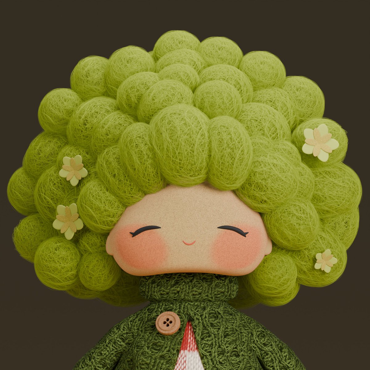 samira_ags_art's tweet photo. The Knitted Girl With The Heart of Thread 🧶 
#blender3d #b3d #character https://t.co/9yM5hxjlQI
