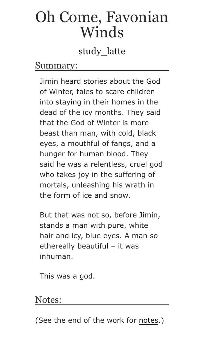 study_a_latte's tweet photo. ❅ ODE TO THE WEST WIND ❅
❃ Pairings: Yoonmin 
❃ Word Count: 40K 
❃ Genre: Fantasy/Romance
❃ Tropes: Gods &amp; Goddesses | Mythology | Reincarnation | TEMPORARY MC death | God of Winter Yoongi | Human Sacrifice Jimin | 2 Part Short Story 

Link: https://t.co/1m4FcwfM5r https://t.co/PurNRAoKvL