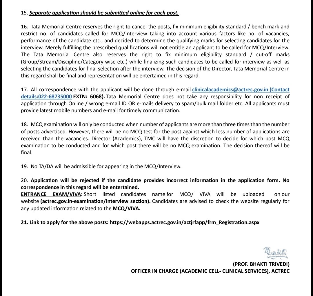 ACTREC-TMC (@actrec_tmc) on Twitter photo 📢 <a href="/ACTREC_TMC/">ACTREC-TMC</a> invites Indian Nationals to apply for following Senior Resident & 1-yr TMC Fellowship tenured (non-permanent) posts
🗓️ Start: 01 Aug 2025
⏳ Deadline: 31 May 2025, 17:00 IST
🔗 tinyurl.com/w2z32n9k 📢 <a href="/ACTREC_TMC/">ACTREC-TMC</a> invites Indian Nationals to apply for following Senior Resident & 1-yr TMC Fellowship tenured (non-permanent) posts
🗓️ Start: 01 Aug 2025
⏳ Deadline: 31 May 2025, 17:00 IST
🔗 tinyurl.com/w2z32n9k