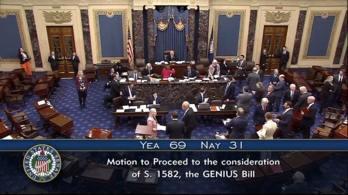 With a Bitcoin-backed stablecoin on the way, the regulatory momentum in the U.S. comes at the perfect time for us.

NEW: Legislation to create a regulatory framework for stablecoins (The GENIUS Act) passes motion to proceed to the consideration of the bill. The bill now goes to