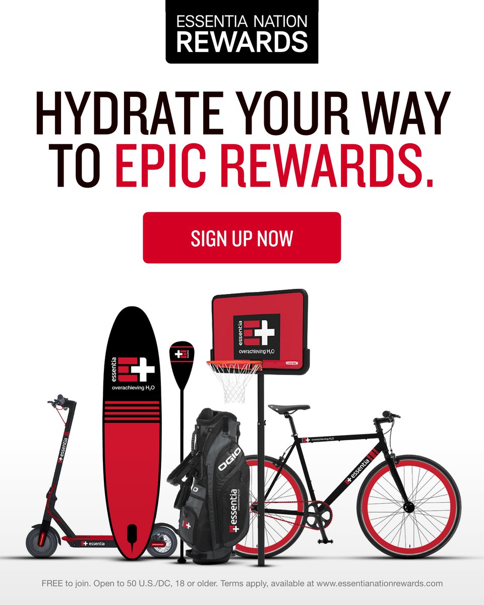 Big weekend plans need supercharged ⚡ hydration! Join Essentia Nation Rewards now, stock up for the holiday, and turn every bottle into epic rewards! Click here to sign up today and get 200 points! essentianationrewards.com #OverachievingH2O💧