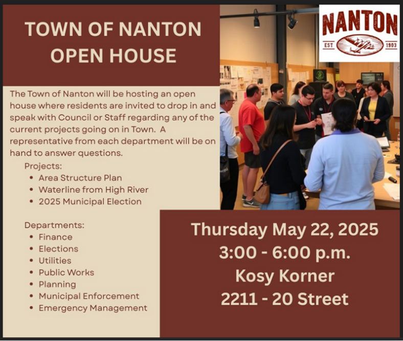 Come to the open house tomorrow.  We'll also be bringing some paper copies of the Nanton Northwest Area Structure Plan survey for those interested.   Still time to complete: surveymonkey.com/r/WTTJY88