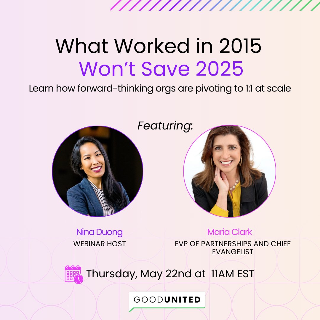 Nonprofits are pivoting fast. 

📉 Email is down. 
📲 DMs are in. 

Join us tomorrow, May 22 at 11AM ET for What Worked in 2015 Won’t Save 2025—a free webinar on how 1:1 messaging is driving real results. Featuring Maria Clark. 

Register now: linkedin.com/events/7324964…