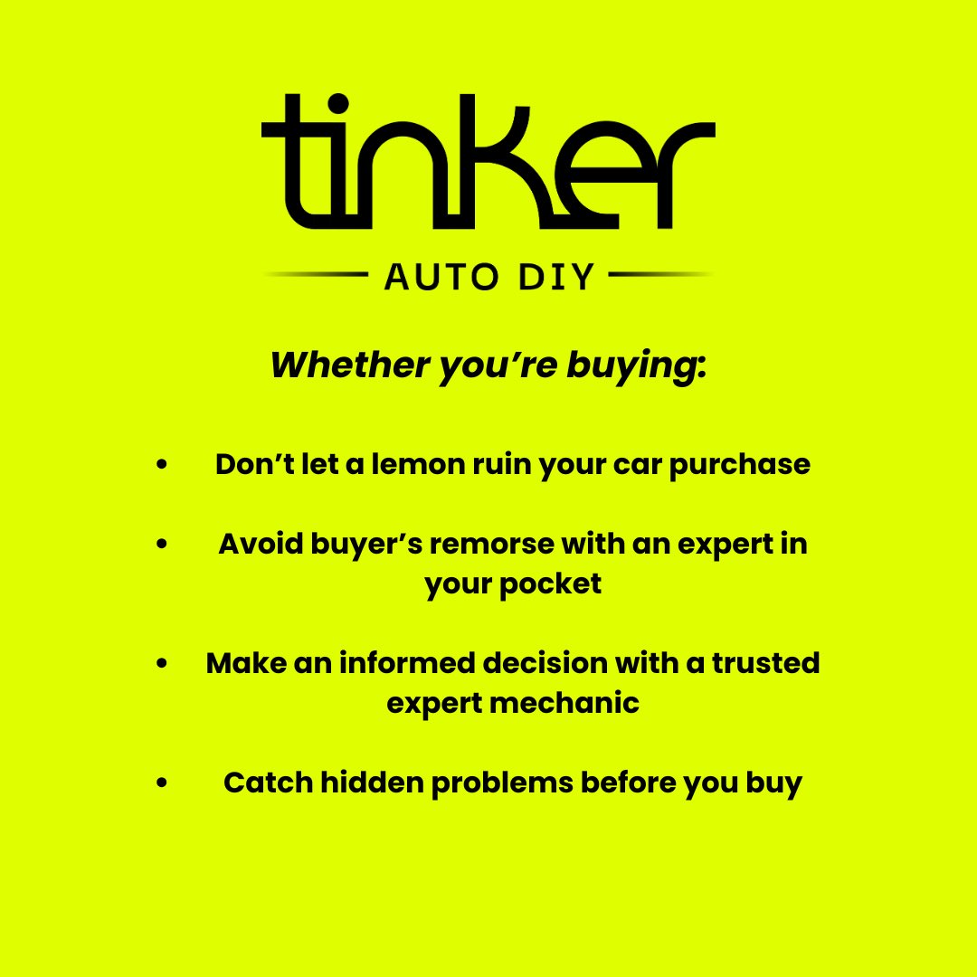 tinkerdiyapp's tweet image. Thinking of buying or selling a used vehicle? Tinker now offers Used Vehicle Evaluations - a brand-new way to get expert guidance before you buy or sell.
Get a live expert assessment before buying or selling a vehicle, uncover hidden issues and spot red flags early, and ensure…