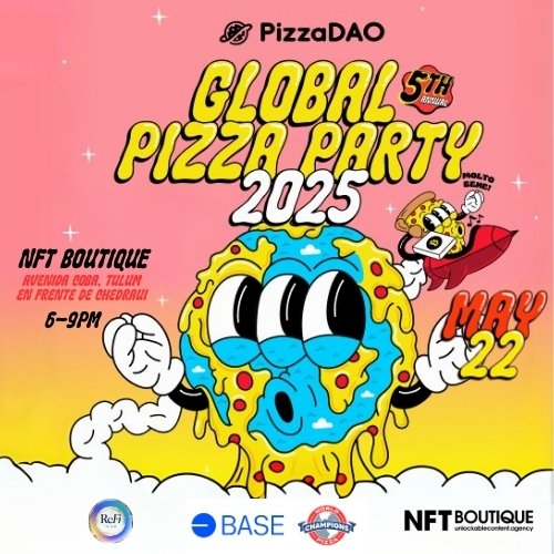 ReFiTulum's tweet image. Tomorrow is #BitcoinPizzaDay & we’re celebrating w/ @Pizza_DAO + NFT Boutique in #Tulum🌴 4 our 3rd year! 🍕🍕🍕
15 yrs since Laszlo bought 2 pizzas for 10k $BTC 😱
Now 25K+ ppl in 400+ cities join the global party!
app.unlock-protocol.com/event/global-p…