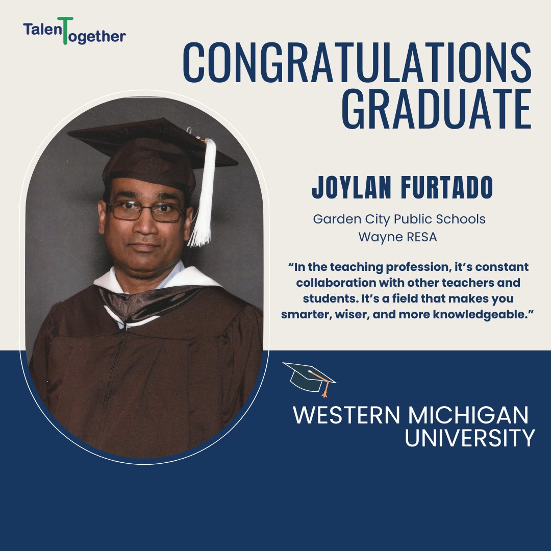 Congratulations to Joylan! Now a proud graduate, he’s ready to make a difference as a certified teacher. <a href="/WesternMichU/">Western Michigan University</a> 👏🍎 #TalentTogether #GradHighlight #FutureTeache