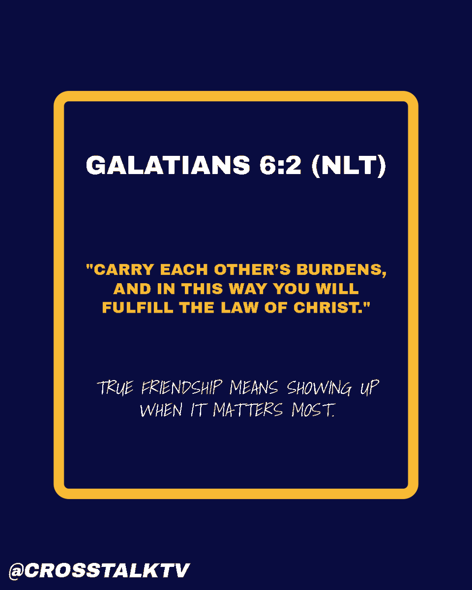 CrossTalkTV's tweet photo. Who are your “four”? 🧍‍♂️🧍‍♂️🧍‍♂️🧍‍♂️➡️✝️
In Mark 2, a man was healed because his friends carried him to Jesus—literally. That’s the power of real friendship.

You can watch the full message,  on the CrossTalk YouTube channel.

#share #friends #healed #healing #four #Jesus https://t.co/imuM51qHsc