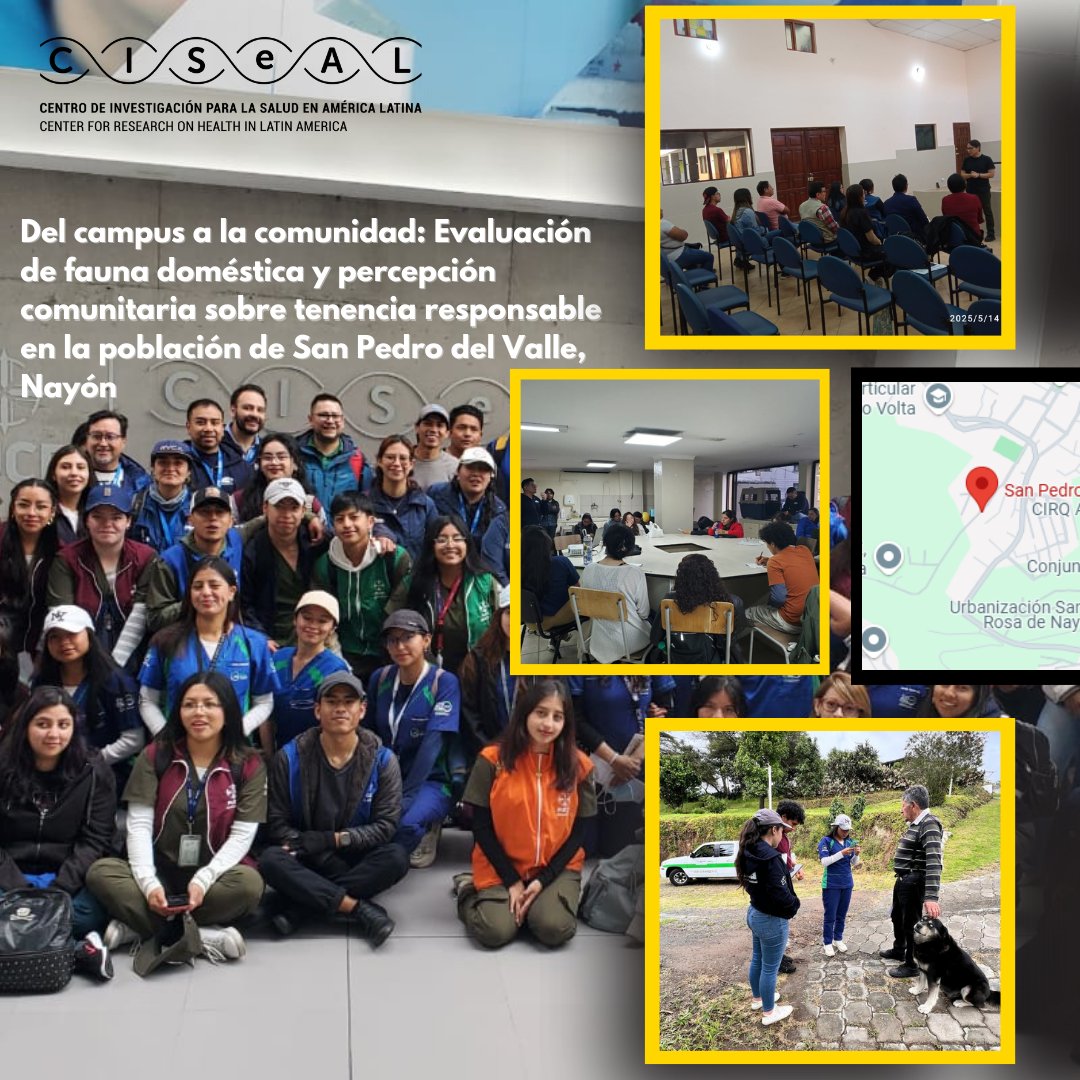 CISeAL_PUCE's tweet photo. El proyecto “Del campus a la comunidad”, liderado por la Dra. Sofía Ocaña (CISeAL) con la UBA y estudiantes de la PUCE y la UTE, impulsa acciones de vinculación en Nayón: socialización, capacitación, censo y estimación de fauna urbana. #BienestarAnimal #PUCEinvestiga https://t.co/FdYZu6Ei3f